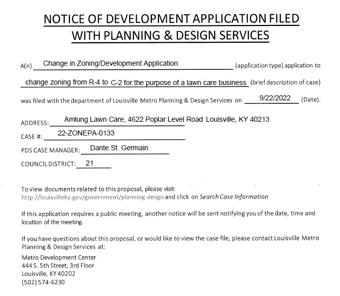Lawn care application notice