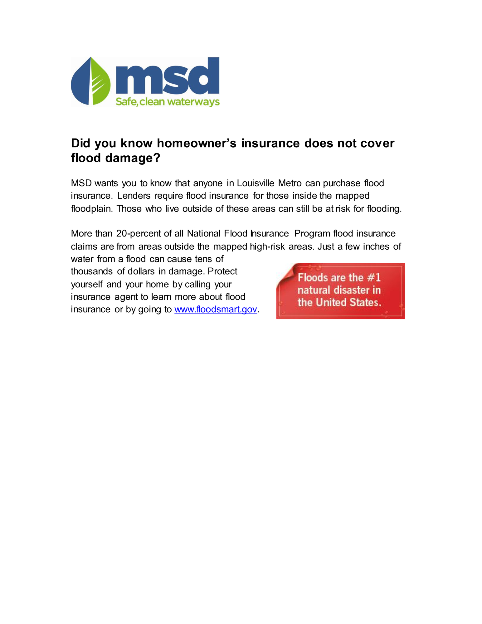 MSD flood insurance info Dec 2022
