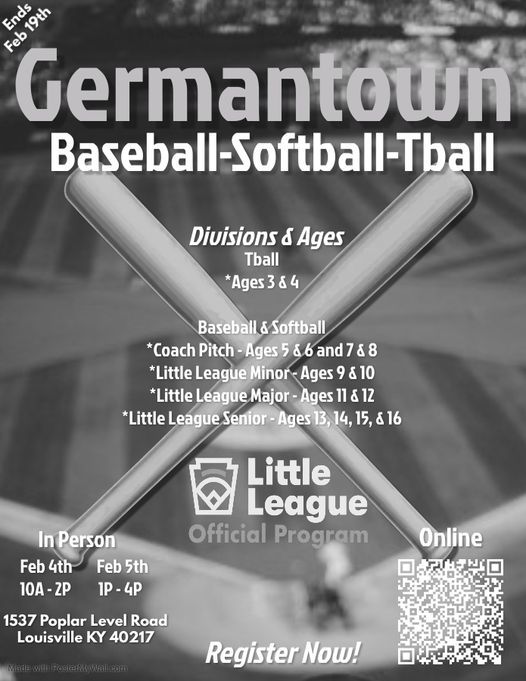 Germantown Baseball signup flyer