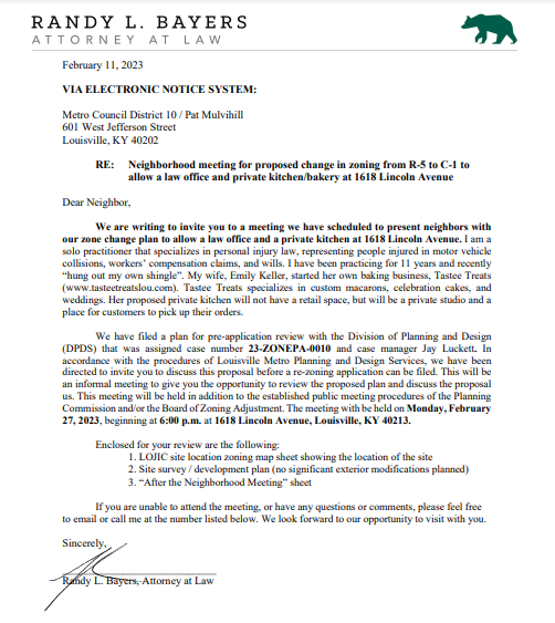 1618 Lincoln Ave letter 1