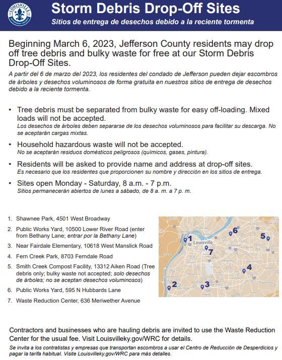 District 23 Update - Storm Debris Drop Off Sites