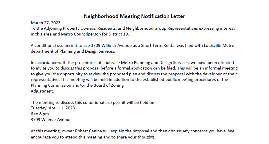 Neighborhood meeting 