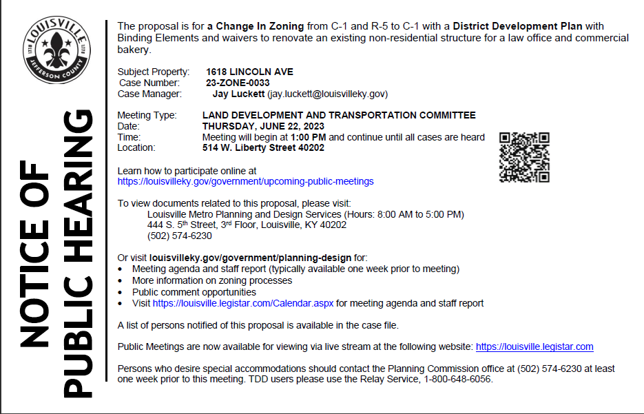 1618 Lincoln Avenue notice