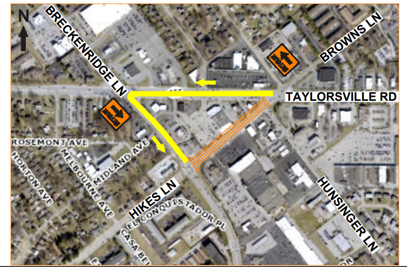 Hikes Lane detour map