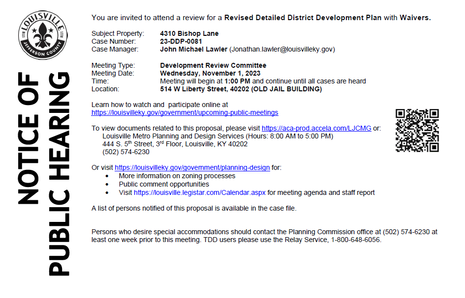 4310 Bishop Lane hearing notice