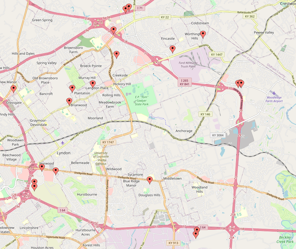 Auto Theft Map 10-23-2023 to 11-19-2023