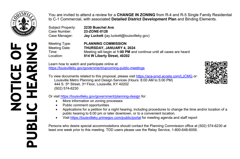 2230 Buechel Avenue notice for Jan 4