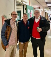 MUSCL Holiday party photo of Pat with Mike Morris and Steve Magre