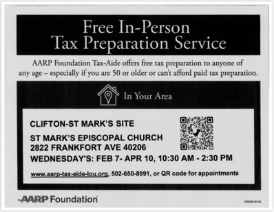 FREE Tax Prep Services Sponsored by AARP