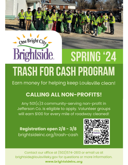 Trash for Cash flyer Brightside