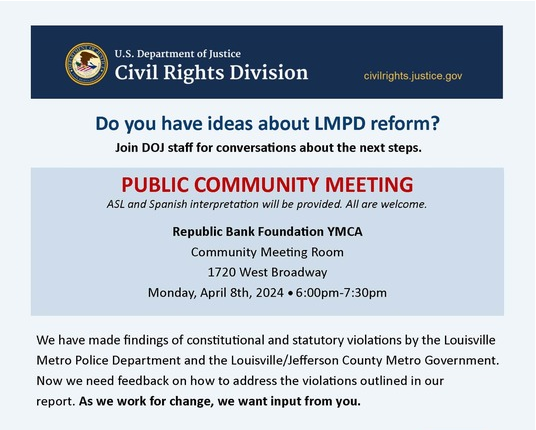 DOJ LMPD meeting information