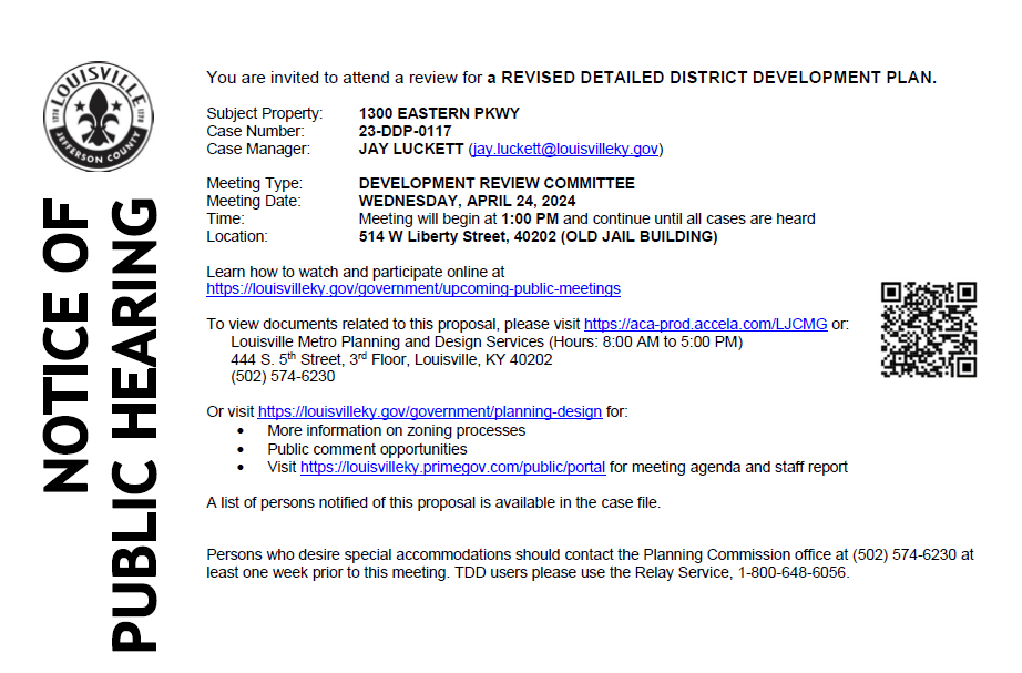 1300 Eastern Parkway DDP notice