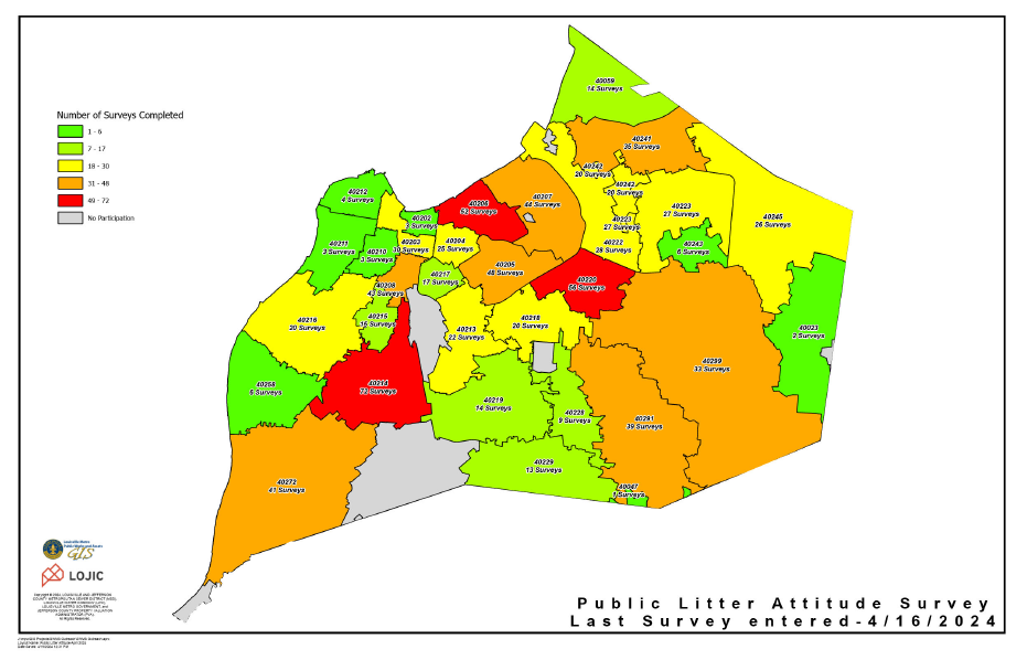 LItter survey completion map 