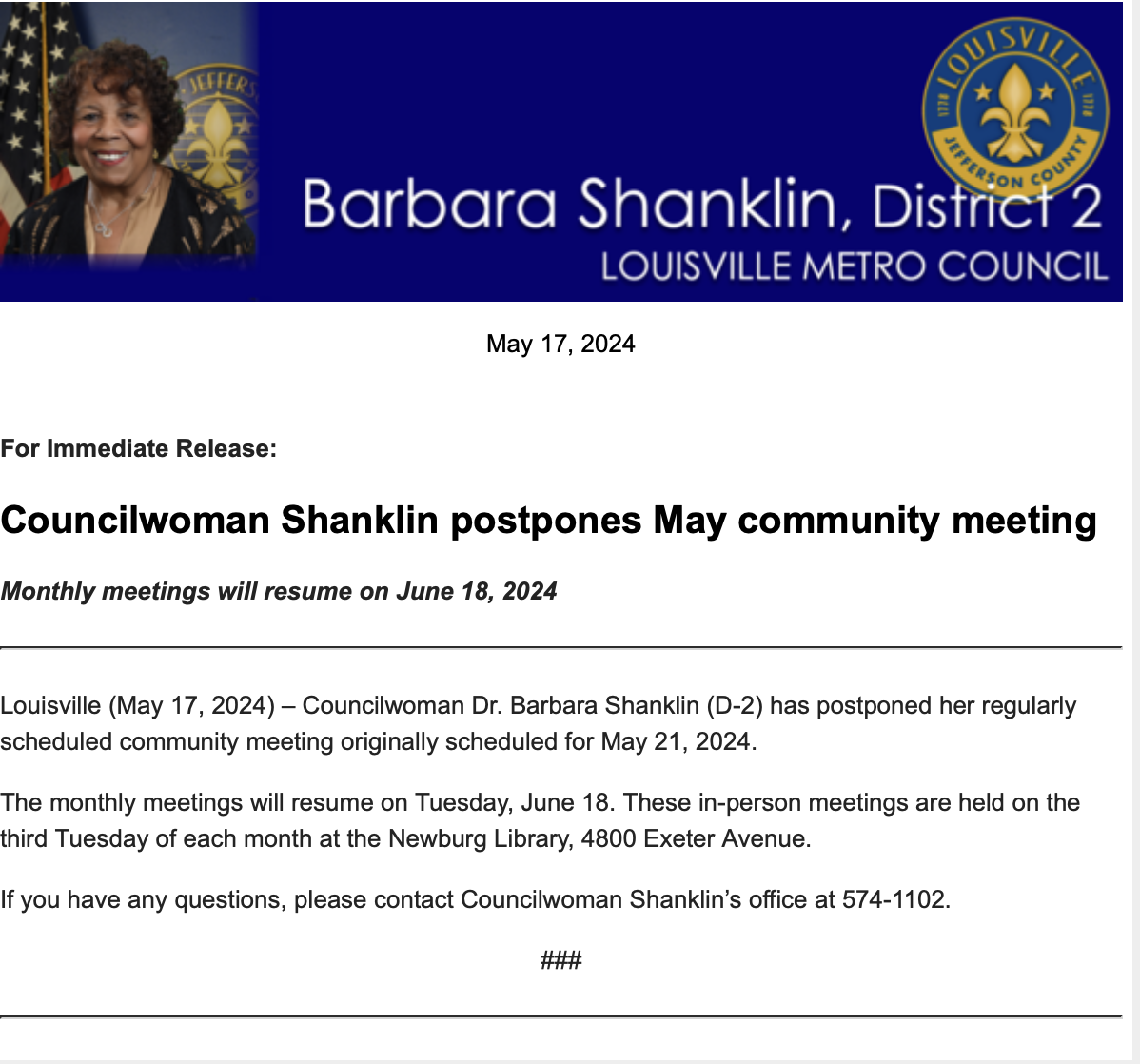may 2024 meeting postponed