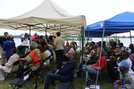 Guests Attend the Unveiling of the In Our Elder's Footprints Art Instillation