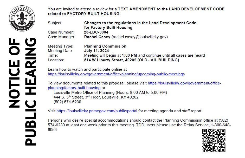 factory built housing hearing July 11