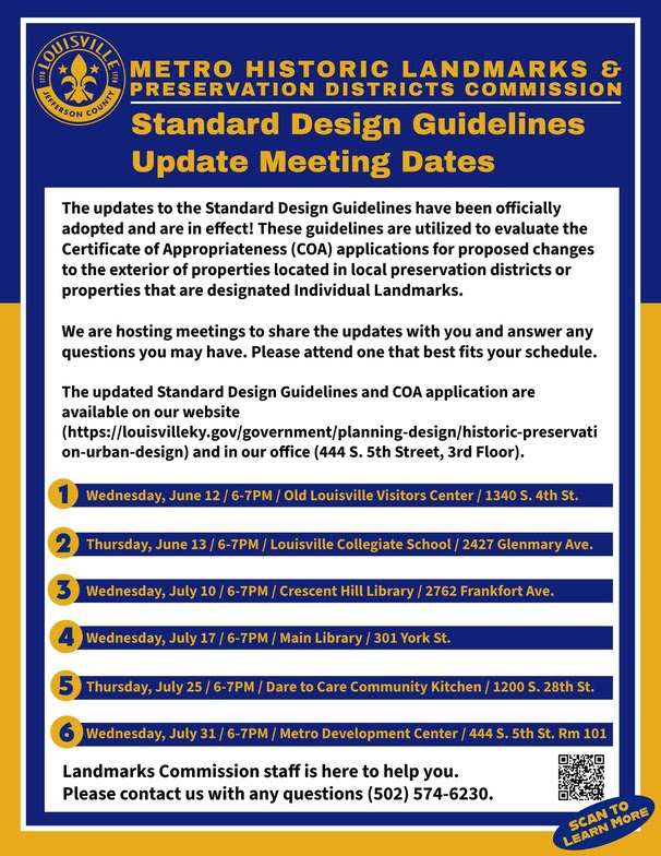 Metro Historic Landmarks & Preservation District Commission Standard Design Guidelines Update Meetings