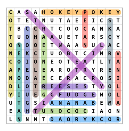 Ice Cream Word Search Answers from TheWordSearch.com