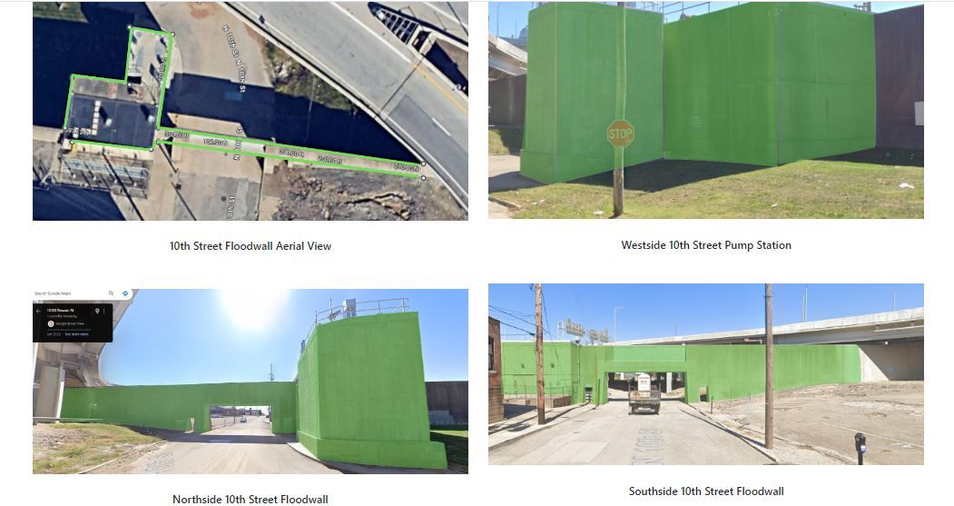 floodwall at 10th photos