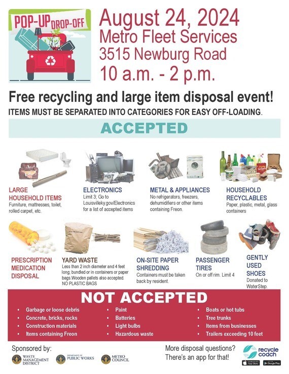 Pop up drop off flyer for August 24