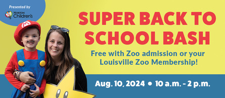 Flyer for the Super Back to School Bash at the Louisville Zoo