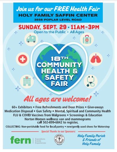 Holy Family Saffin Center annual health fair Sept 29 flyer