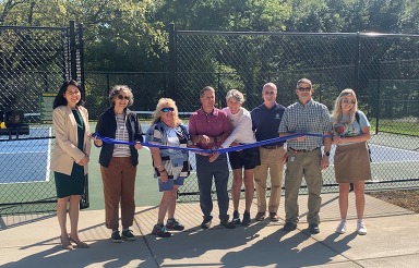 Photo of ribbon cutting at George Rogers Clark Park