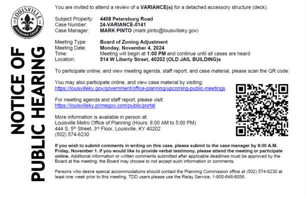 Notice for 4408 Petersburg Road