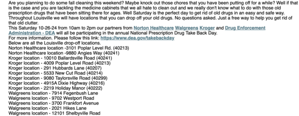 drug take back oct 2024