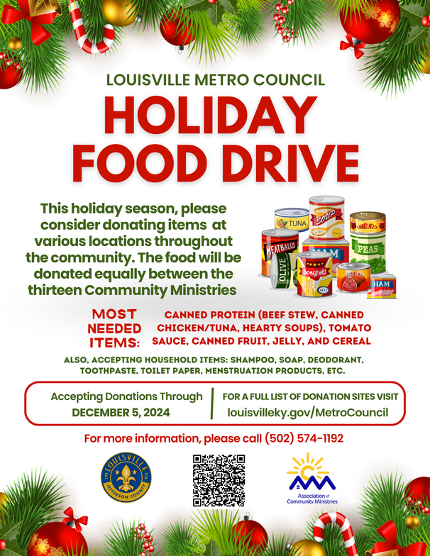 Metro Council Holiday Food Drive Supporting ACM