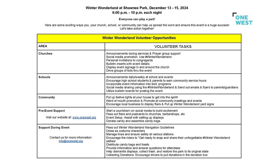 One West Winter Wonderland 2024