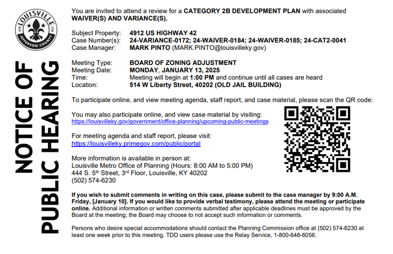 4912 US Highway 42 Development Plan Public Hearing