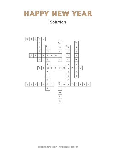 New Year's Crossword Solution