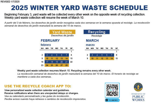 Revised Yard Waste Winter Schedule