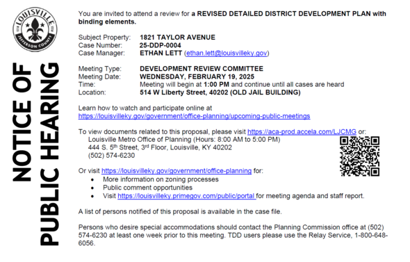 notice re 1821 Taylor Avenue on 2 19