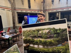 JR at Zoo outpost with image of future project