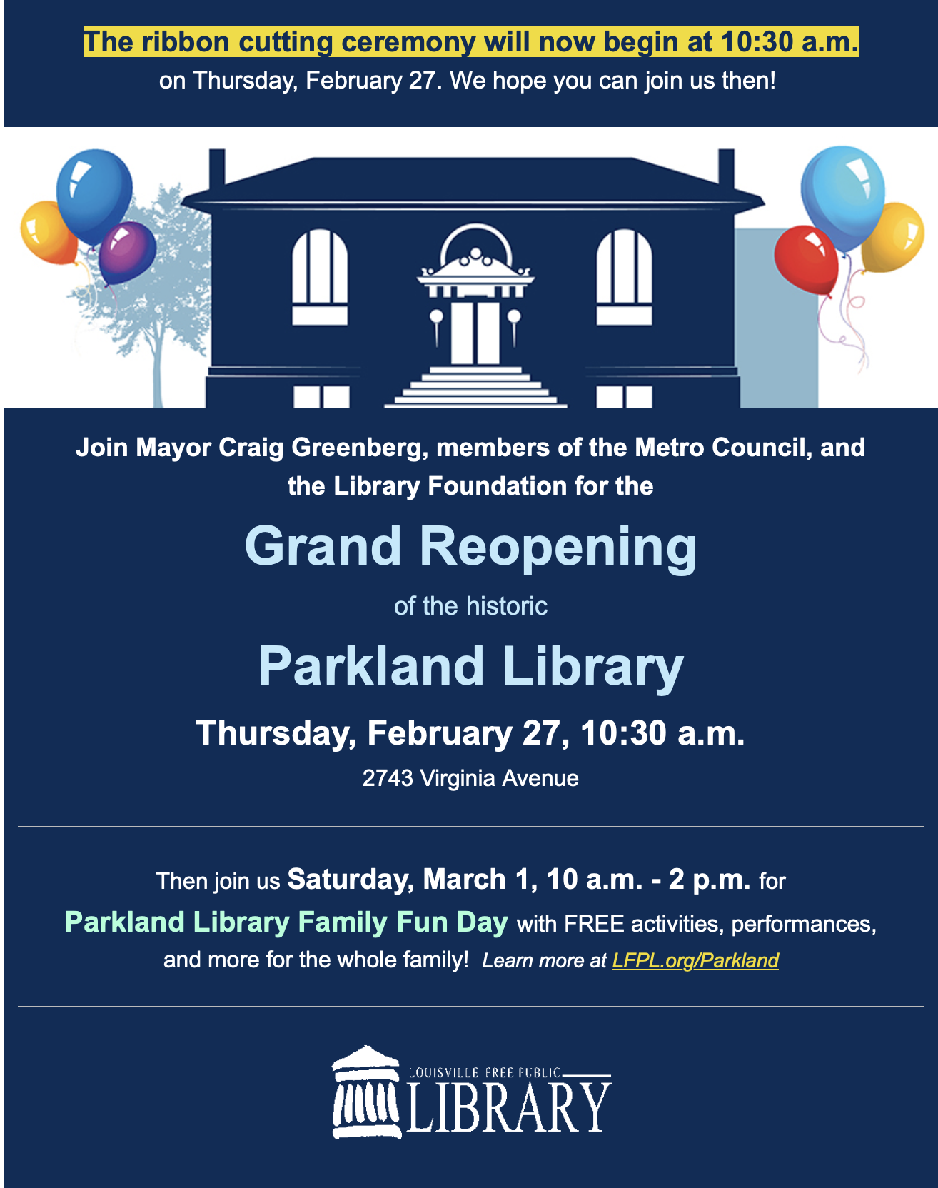 Parkland Library Opening 2025