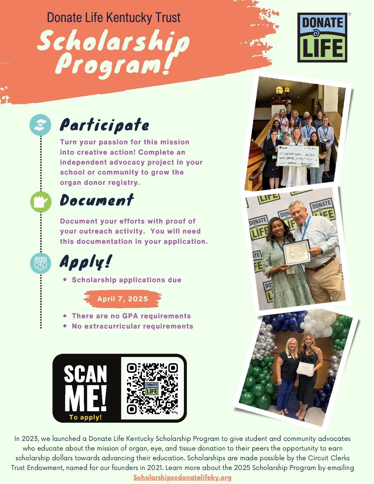 Donate Life Scholarhip 2025