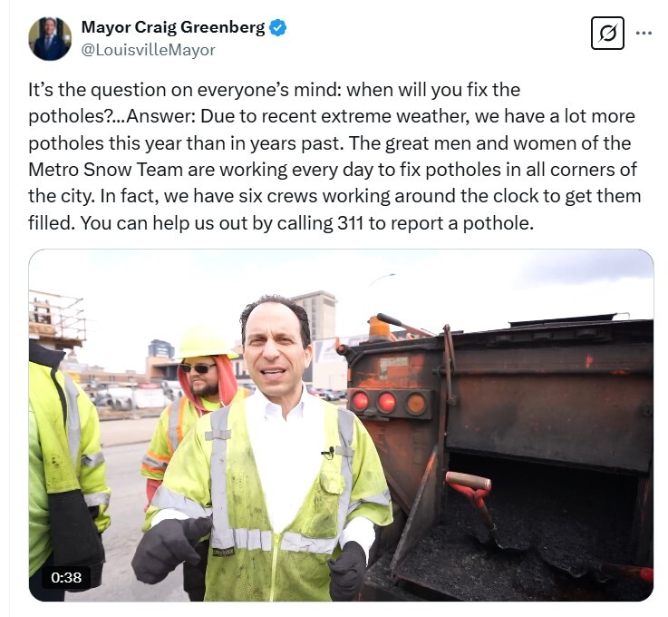 Mayor's post about potholes