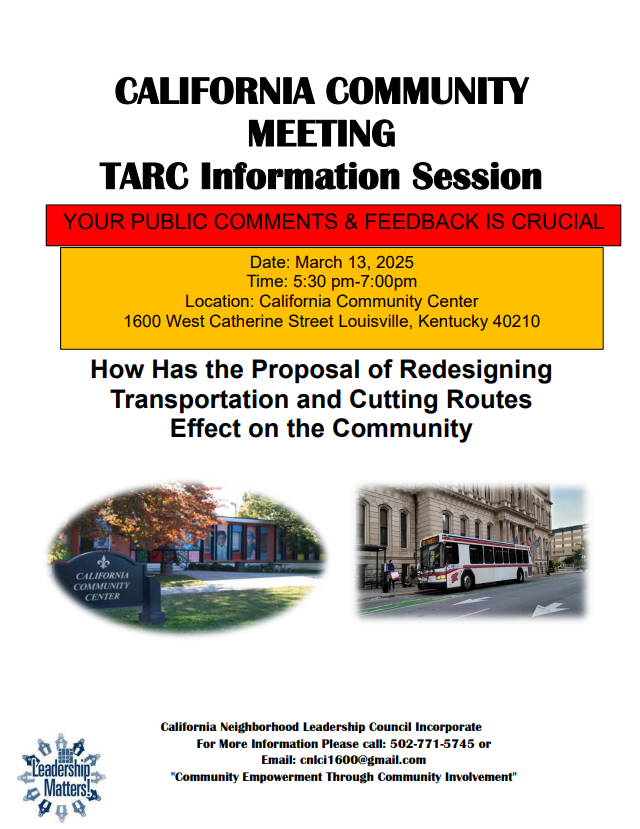 California Community Meeting: TARC Information Session
