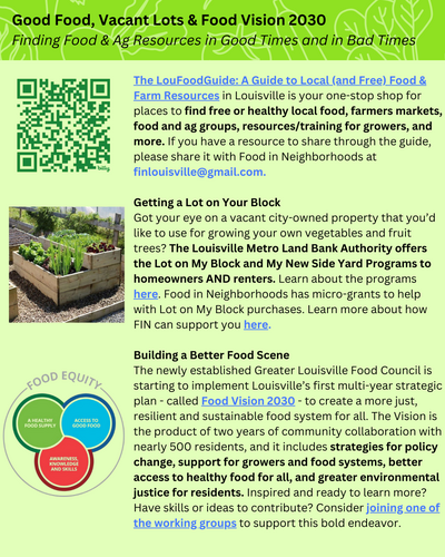 Good Food, Vacant Lots & Food Vision 2030