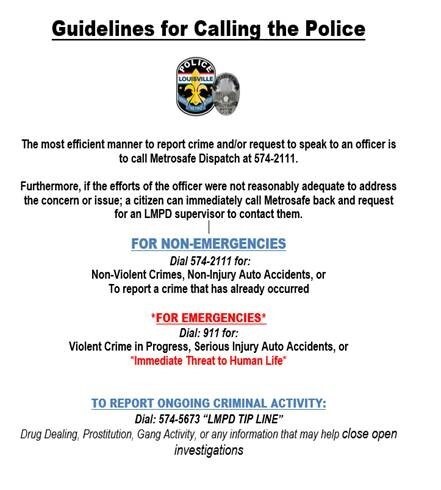 Guidelines for calling the police
