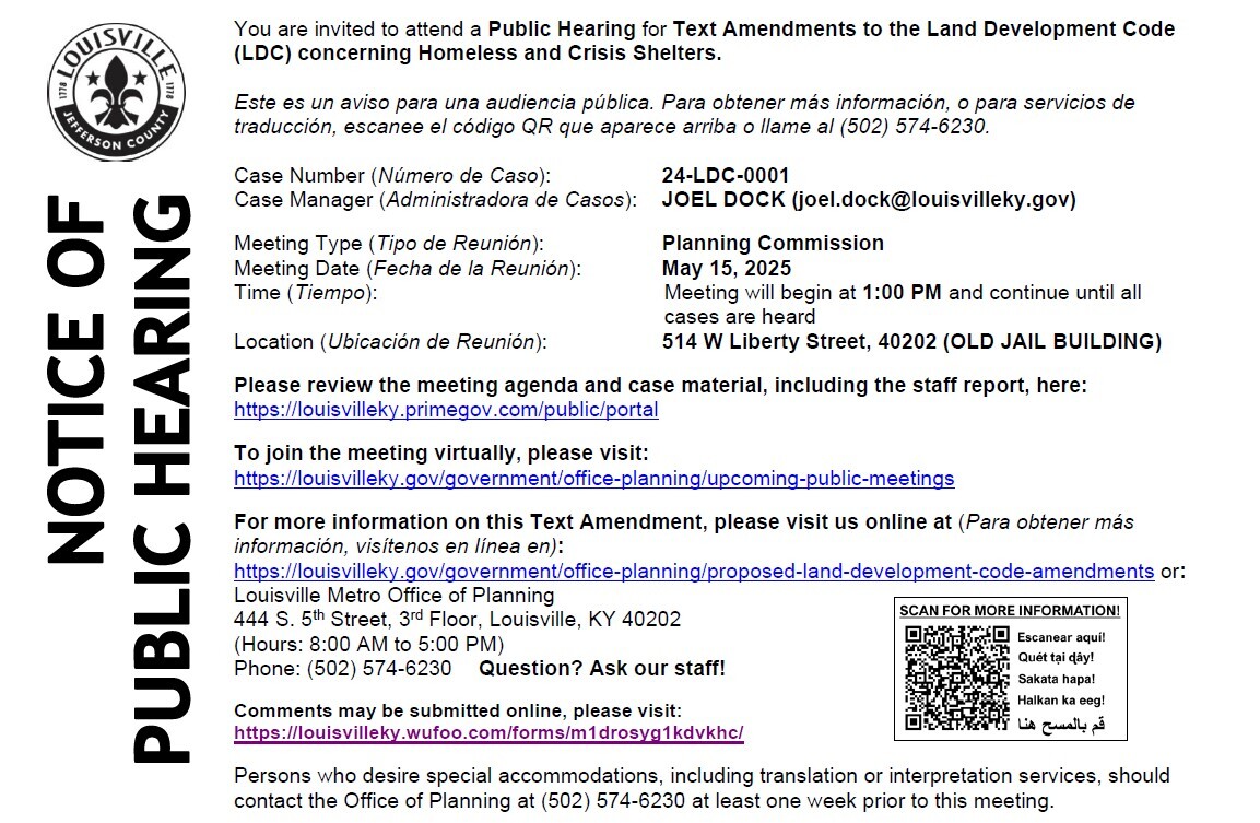 hearing notice re amendments to LDC 5 15