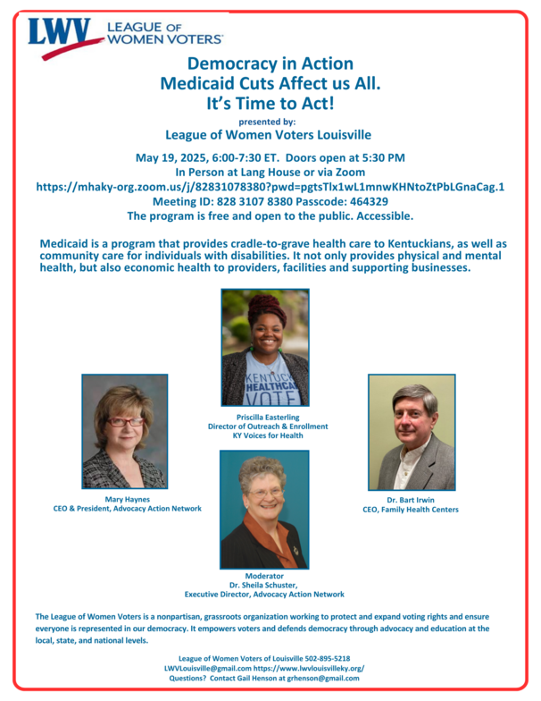 League of Women Voters: Medicaid Cuts Affect Us All!
