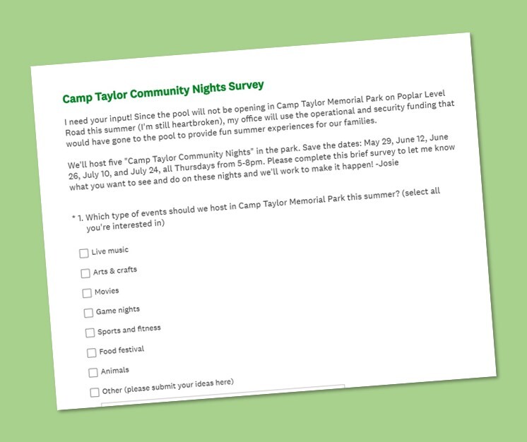 camp taylor community nights screen