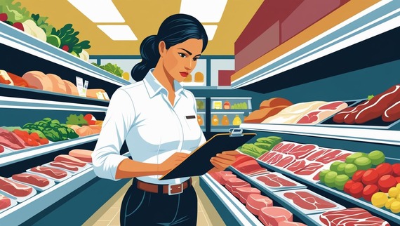 Food inspector in grocery store deli