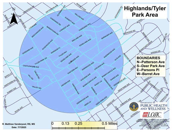 Highlands/Tyler Park map