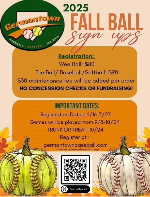 Germantown Fall Ball signups