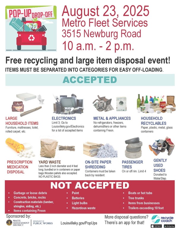 Pop Up Drop Off Event Flyer August 23, 2025