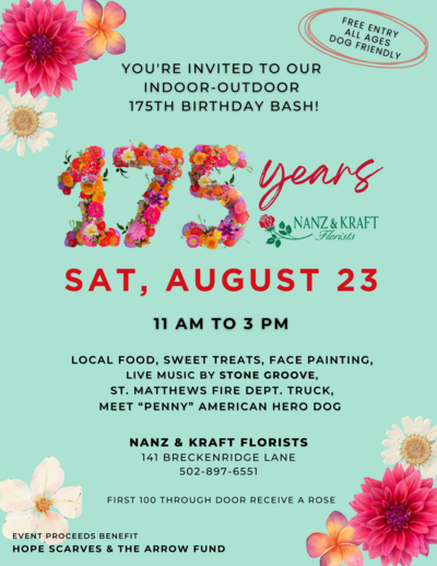VIP INVITE TO NANZ & KRAFT FLORIST 175TH BIRTHDAY BASH